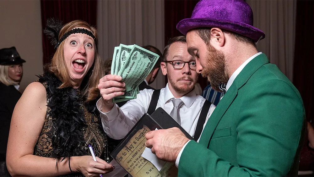 Guests enjoying a Orlando murder mystery party